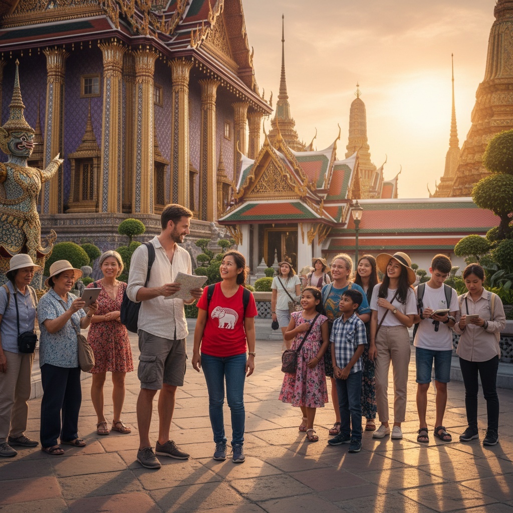 Tour Group at Wat Arun – กลุ่มทัวร์ที่วัดอรุณราชวราราม
